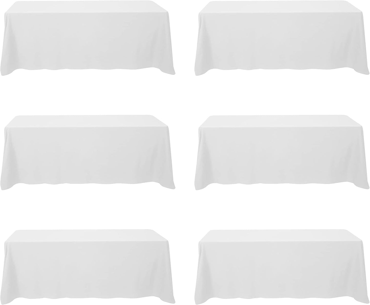 BRILLMAX 6 Pack Ivory Tablecloths for 6 Foot Rectangle Tables 60 x 102 Inch - 6ft Rectangular Bulk Linen Polyester Fabric Washable Cloth Cover for Wedding Reception Banquet Birthday Party