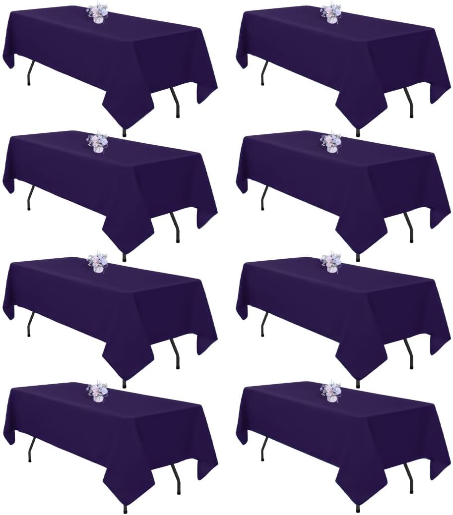 8 Pack Black Tablecloths 60x102 Inch Table Cloths for 6 Foot Rectangle Tables, Wrinkle Resistant Washable Rectangular Fabric Table Cover for Dining Wedding Banquet Camping Party