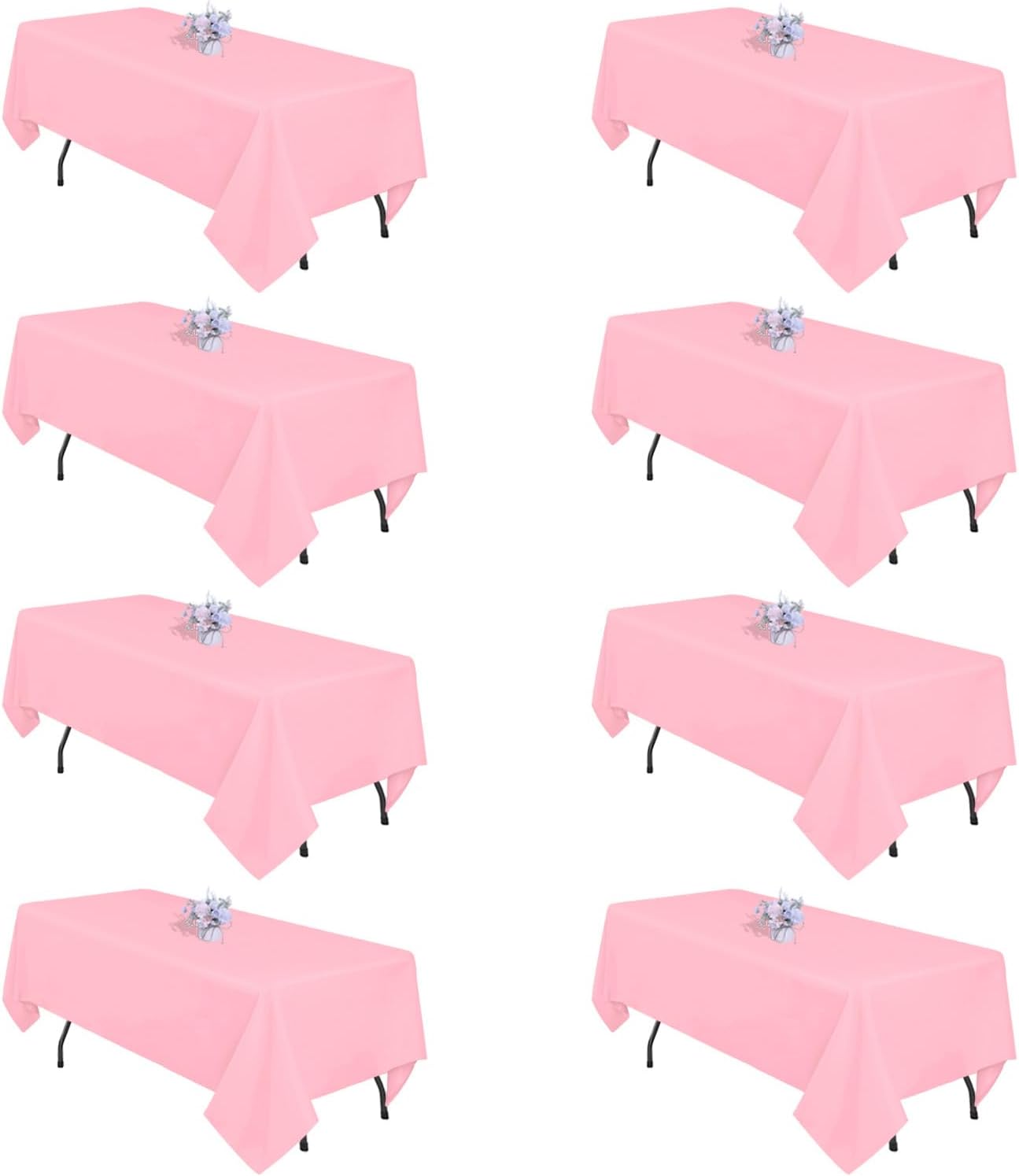 8 Pack Black Tablecloths 60x102 Inch Table Cloths for 6 Foot Rectangle Tables, Wrinkle Resistant Washable Rectangular Fabric Table Cover for Dining Wedding Banquet Camping Party