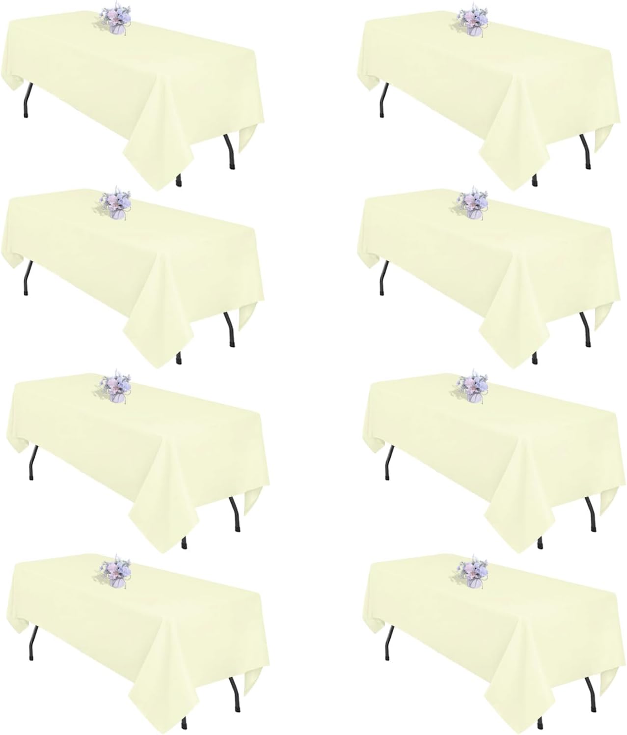 8 Pack Black Tablecloths 60x102 Inch Table Cloths for 6 Foot Rectangle Tables, Wrinkle Resistant Washable Rectangular Fabric Table Cover for Dining Wedding Banquet Camping Party