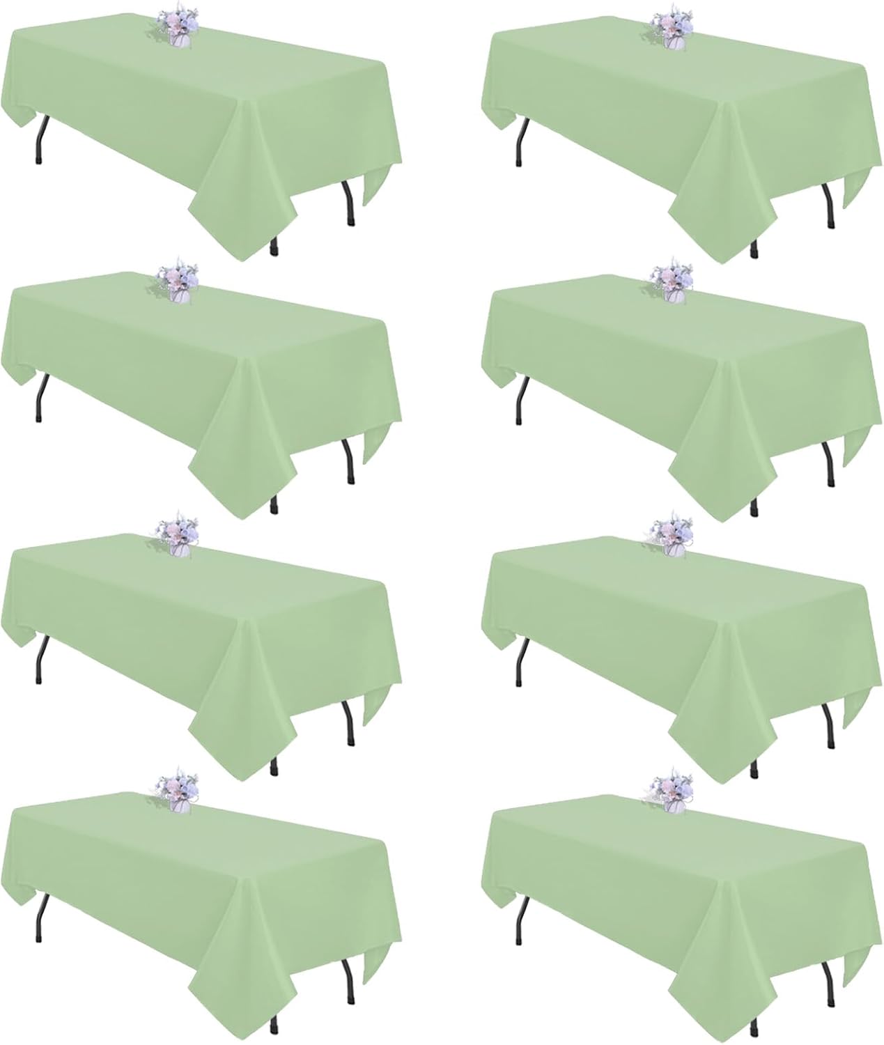 8 Pack Black Tablecloths 60x102 Inch Table Cloths for 6 Foot Rectangle Tables, Wrinkle Resistant Washable Rectangular Fabric Table Cover for Dining Wedding Banquet Camping Party