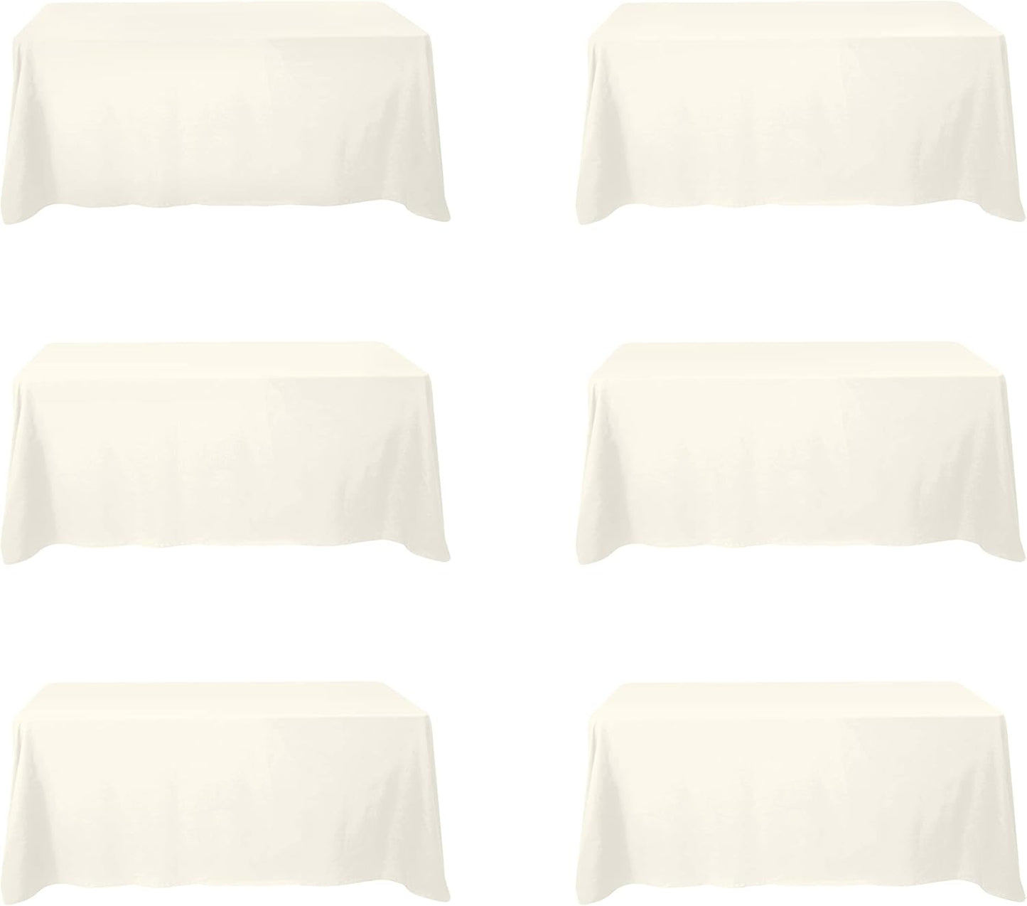 BRILLMAX 6 Pack Ivory Tablecloths for 6 Foot Rectangle Tables 60 x 102 Inch - 6ft Rectangular Bulk Linen Polyester Fabric Washable Cloth Cover for Wedding Reception Banquet Birthday Party