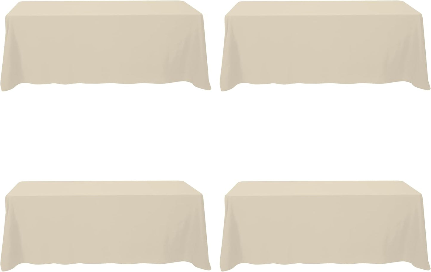 BRILLMAX 6 Pack Ivory Tablecloths for 6 Foot Rectangle Tables 60 x 102 Inch - 6ft Rectangular Bulk Linen Polyester Fabric Washable Cloth Cover for Wedding Reception Banquet Birthday Party