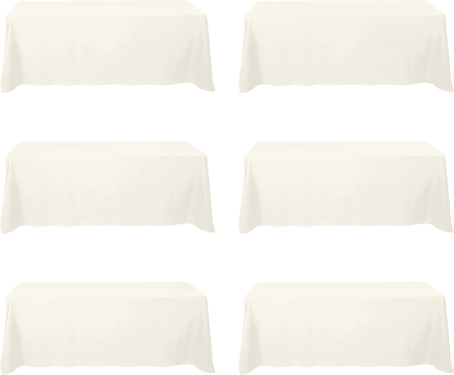 BRILLMAX 6 Pack Ivory Tablecloths for 6 Foot Rectangle Tables 60 x 102 Inch - 6ft Rectangular Bulk Linen Polyester Fabric Washable Cloth Cover for Wedding Reception Banquet Birthday Party