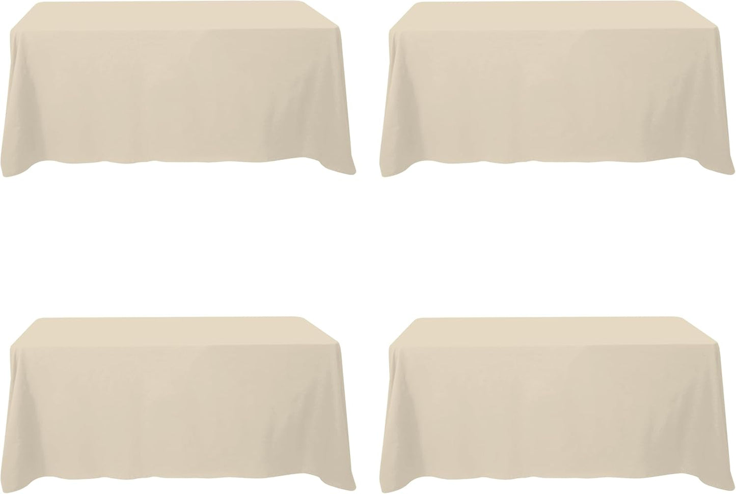 BRILLMAX 6 Pack Ivory Tablecloths for 6 Foot Rectangle Tables 60 x 102 Inch - 6ft Rectangular Bulk Linen Polyester Fabric Washable Cloth Cover for Wedding Reception Banquet Birthday Party