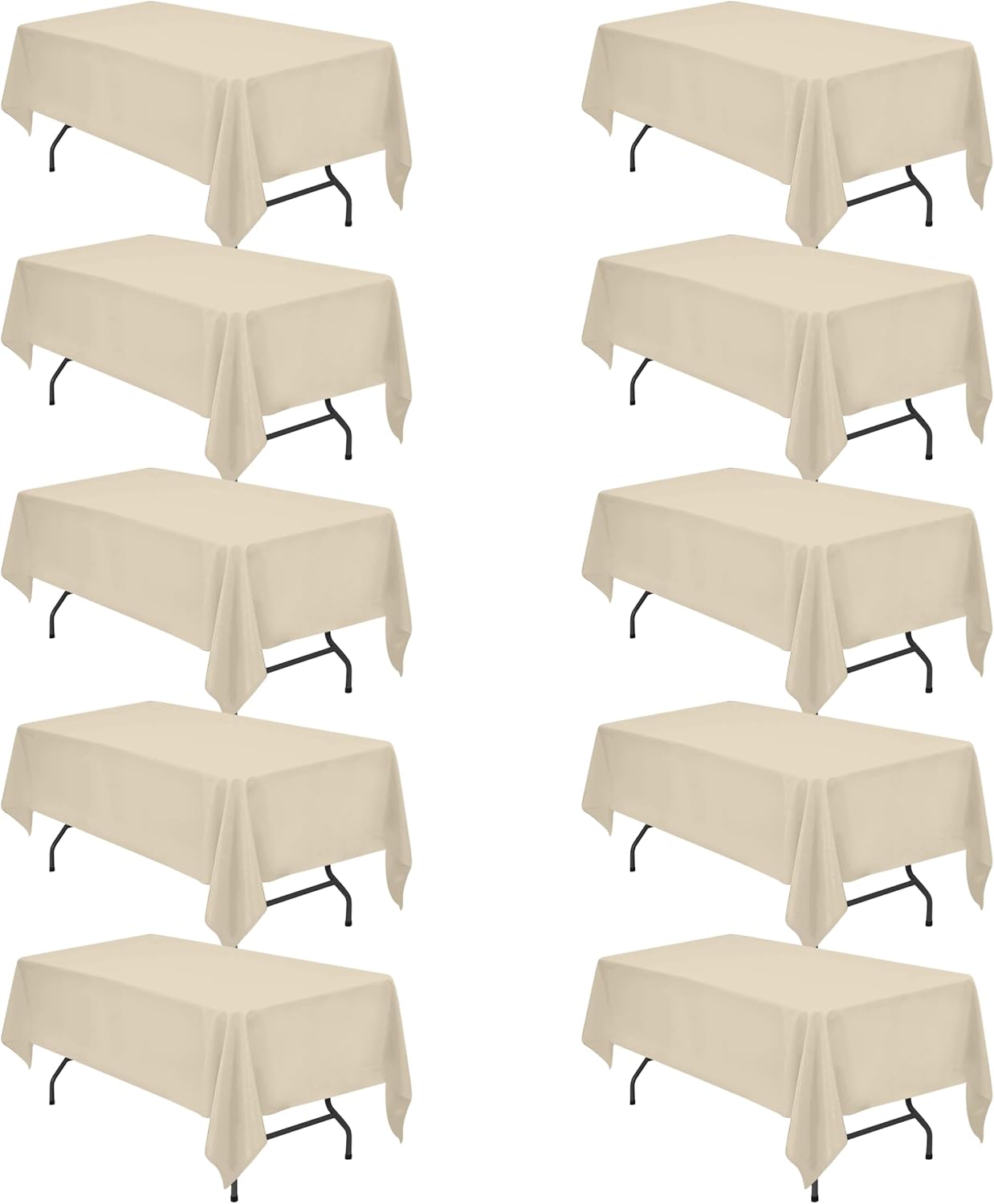 BRILLMAX 6 Pack Ivory Tablecloths for 6 Foot Rectangle Tables 60 x 102 Inch - 6ft Rectangular Bulk Linen Polyester Fabric Washable Cloth Cover for Wedding Reception Banquet Birthday Party