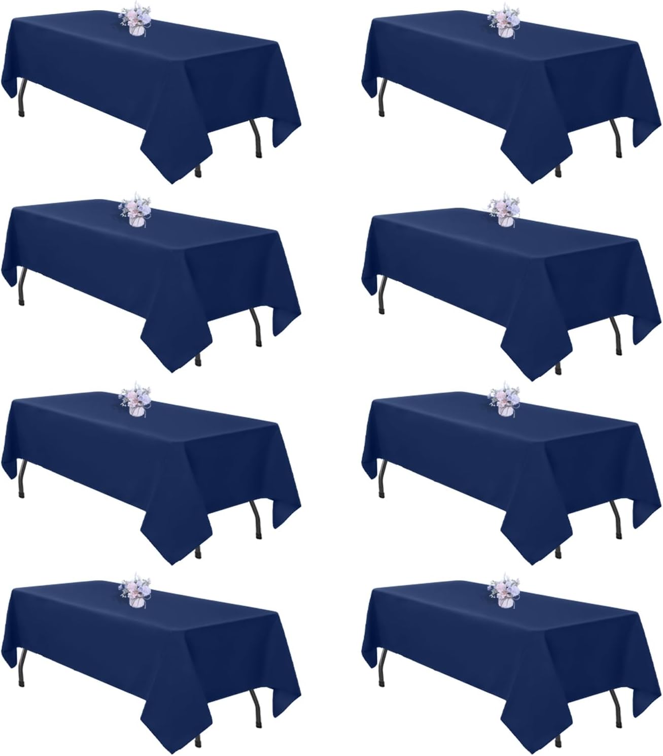 8 Pack Black Tablecloths 60x102 Inch Table Cloths for 6 Foot Rectangle Tables, Wrinkle Resistant Washable Rectangular Fabric Table Cover for Dining Wedding Banquet Camping Party