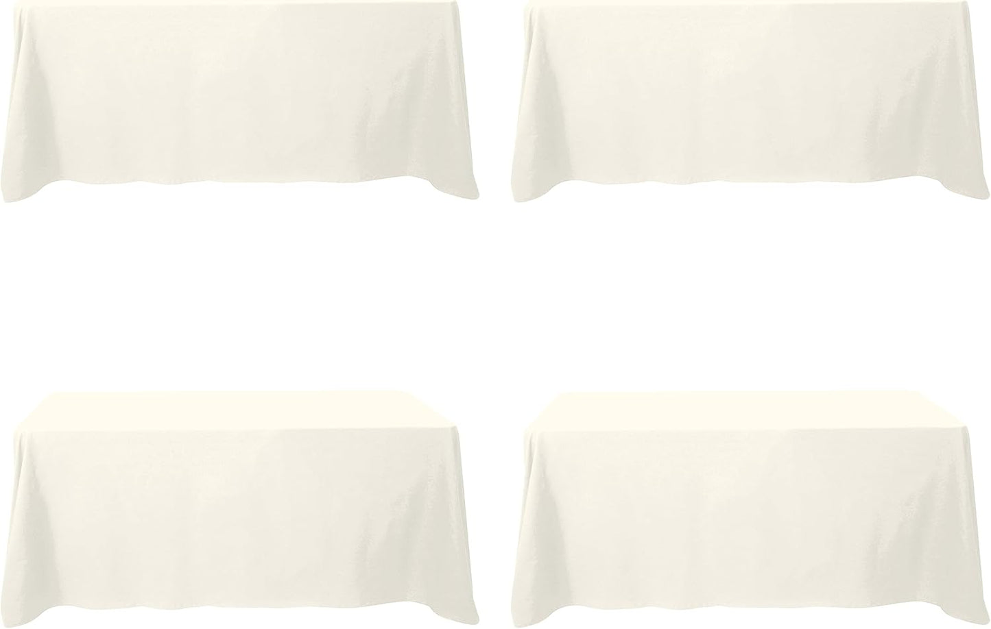 BRILLMAX 6 Pack Ivory Tablecloths for 6 Foot Rectangle Tables 60 x 102 Inch - 6ft Rectangular Bulk Linen Polyester Fabric Washable Cloth Cover for Wedding Reception Banquet Birthday Party