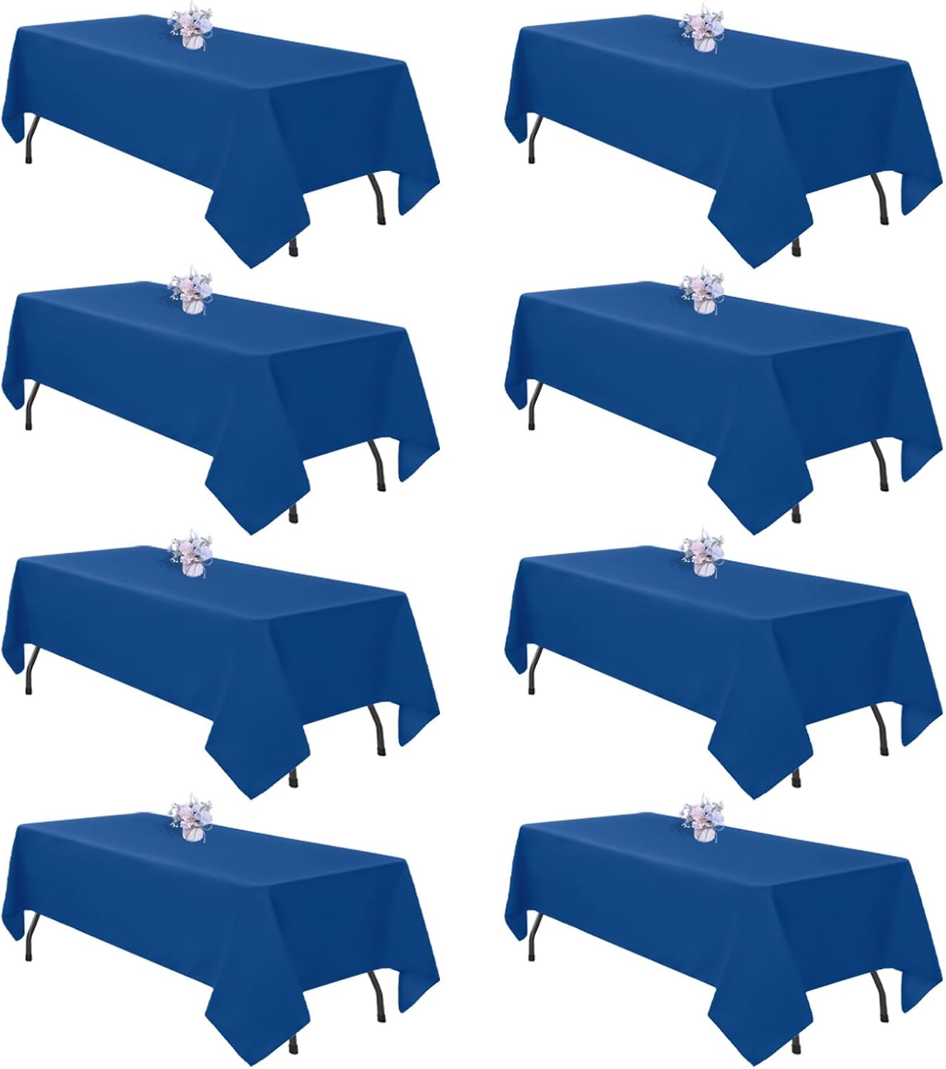 8 Pack Black Tablecloths 60x102 Inch Table Cloths for 6 Foot Rectangle Tables, Wrinkle Resistant Washable Rectangular Fabric Table Cover for Dining Wedding Banquet Camping Party