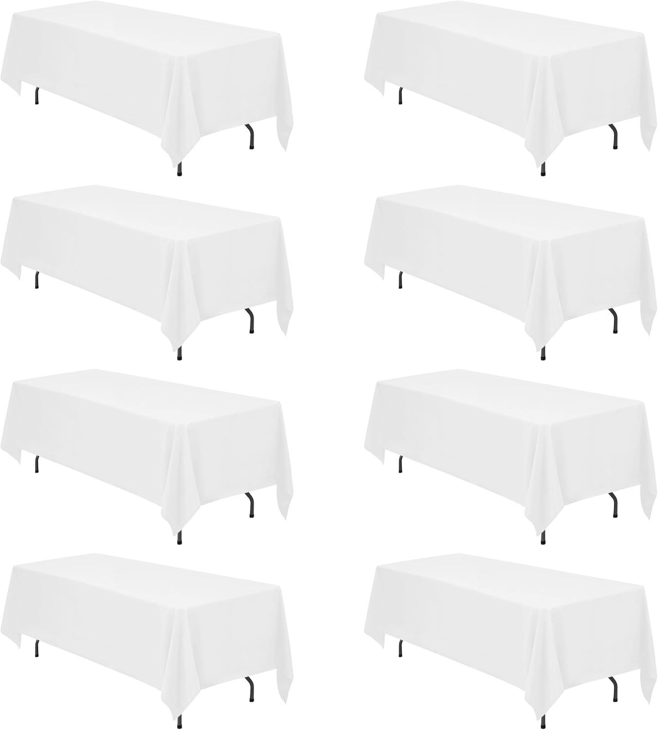 BRILLMAX 6 Pack Ivory Tablecloths for 6 Foot Rectangle Tables 60 x 102 Inch - 6ft Rectangular Bulk Linen Polyester Fabric Washable Cloth Cover for Wedding Reception Banquet Birthday Party