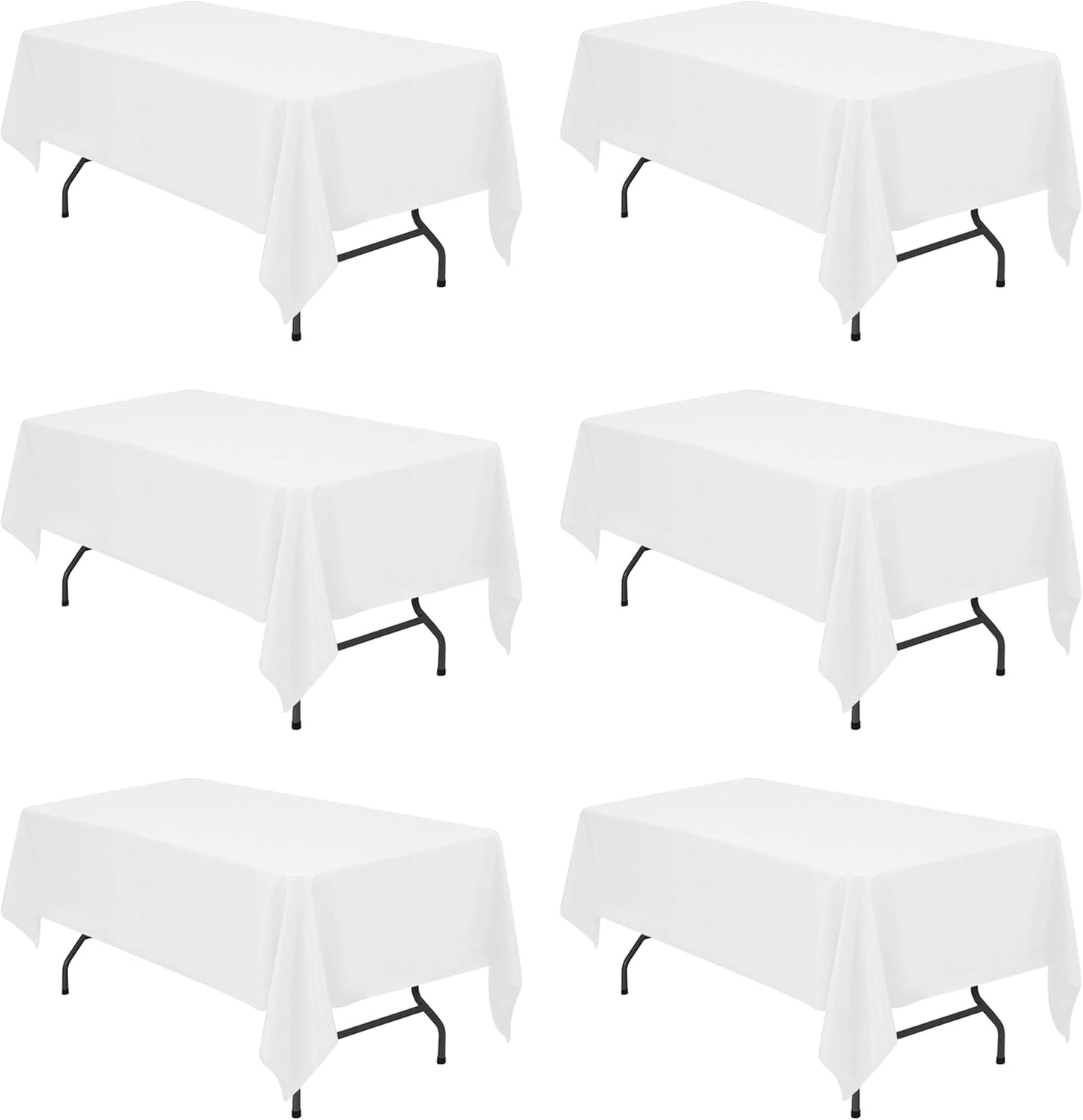 BRILLMAX 6 Pack Ivory Tablecloths for 6 Foot Rectangle Tables 60 x 102 Inch - 6ft Rectangular Bulk Linen Polyester Fabric Washable Cloth Cover for Wedding Reception Banquet Birthday Party