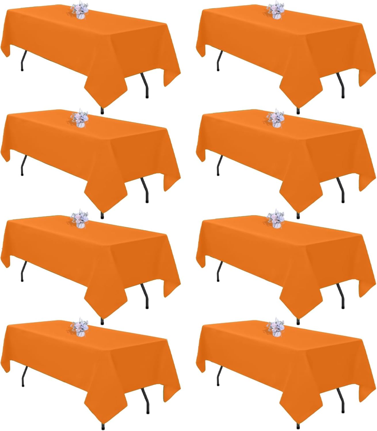 8 Pack Black Tablecloths 60x102 Inch Table Cloths for 6 Foot Rectangle Tables, Wrinkle Resistant Washable Rectangular Fabric Table Cover for Dining Wedding Banquet Camping Party