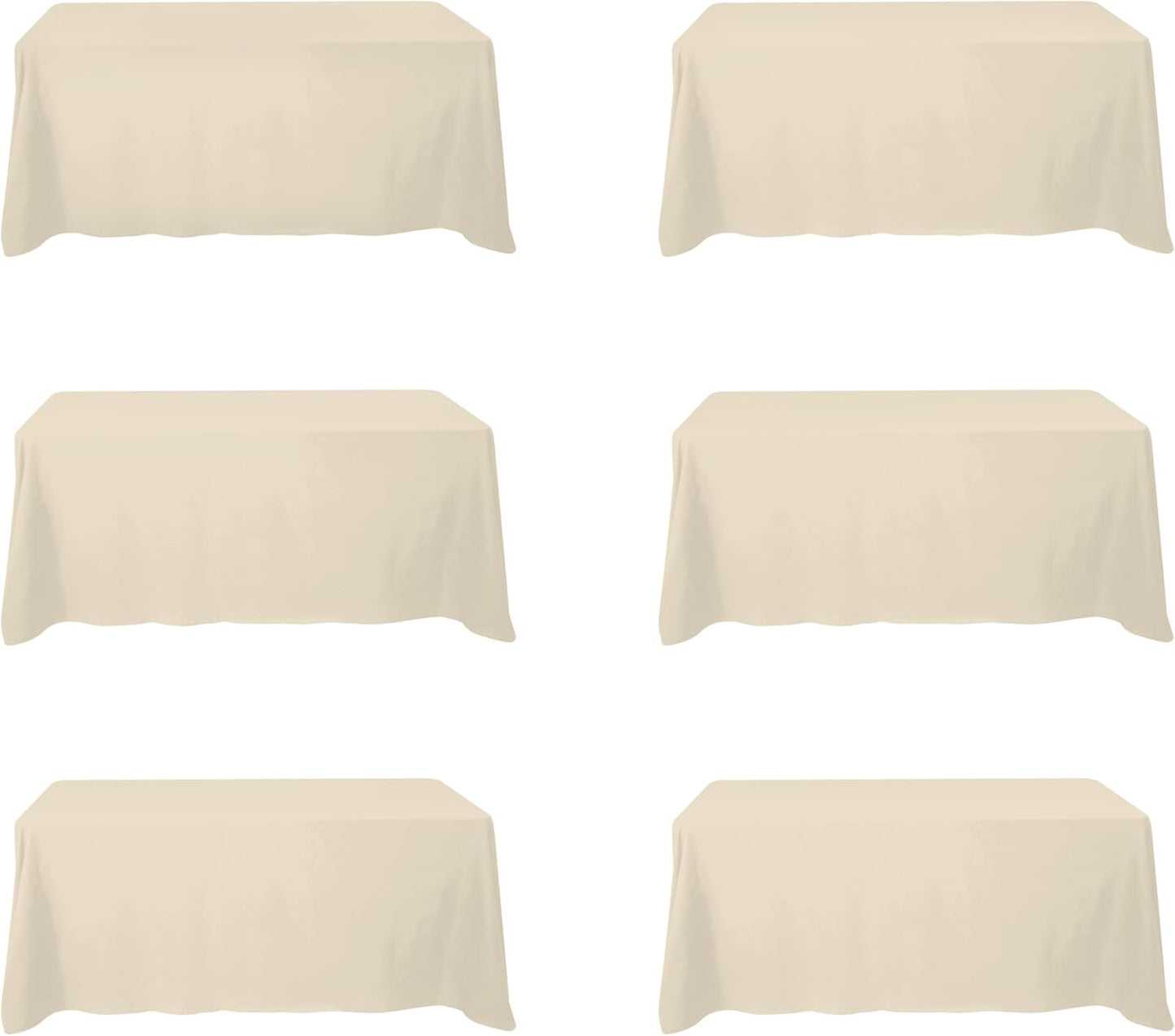 BRILLMAX 6 Pack Ivory Tablecloths for 6 Foot Rectangle Tables 60 x 102 Inch - 6ft Rectangular Bulk Linen Polyester Fabric Washable Cloth Cover for Wedding Reception Banquet Birthday Party