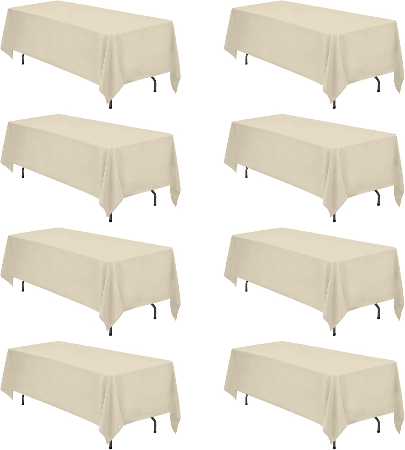 BRILLMAX 6 Pack Ivory Tablecloths for 6 Foot Rectangle Tables 60 x 102 Inch - 6ft Rectangular Bulk Linen Polyester Fabric Washable Cloth Cover for Wedding Reception Banquet Birthday Party