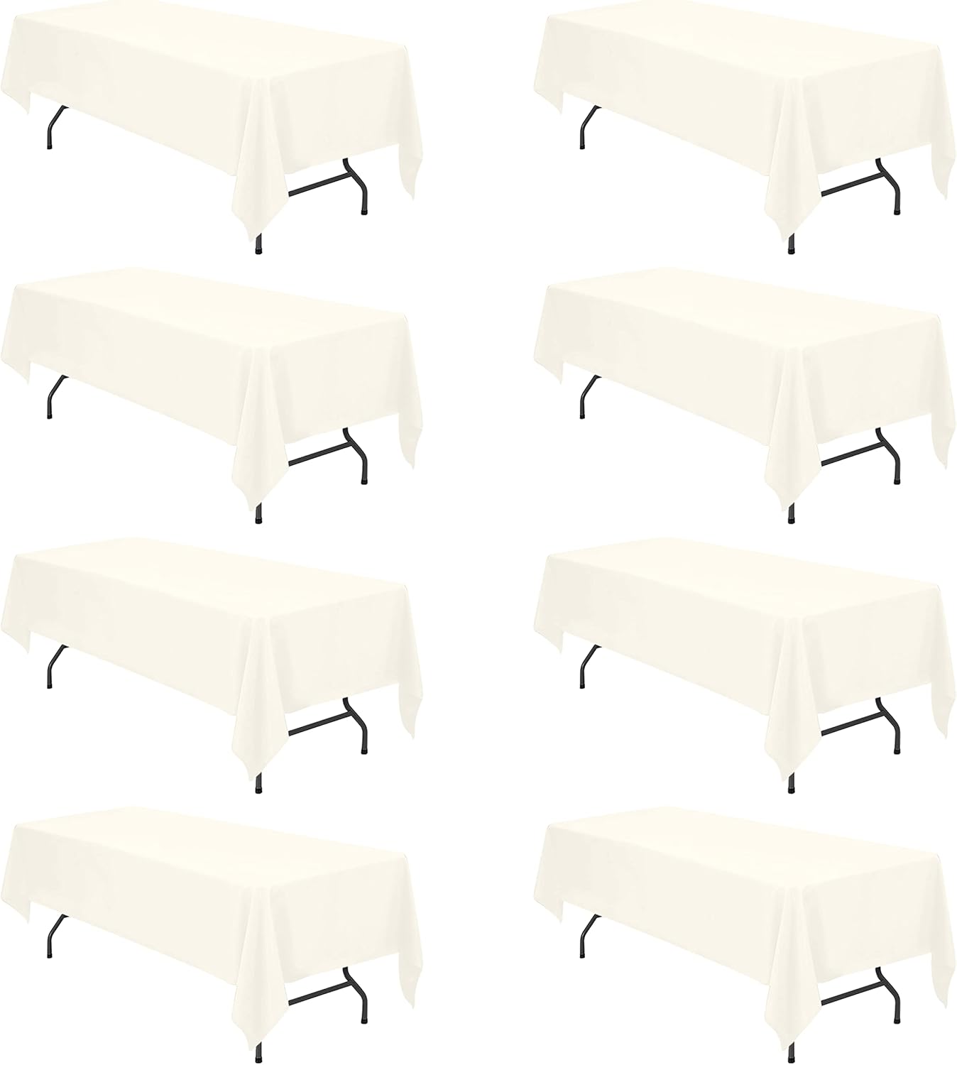 BRILLMAX 6 Pack Ivory Tablecloths for 6 Foot Rectangle Tables 60 x 102 Inch - 6ft Rectangular Bulk Linen Polyester Fabric Washable Cloth Cover for Wedding Reception Banquet Birthday Party