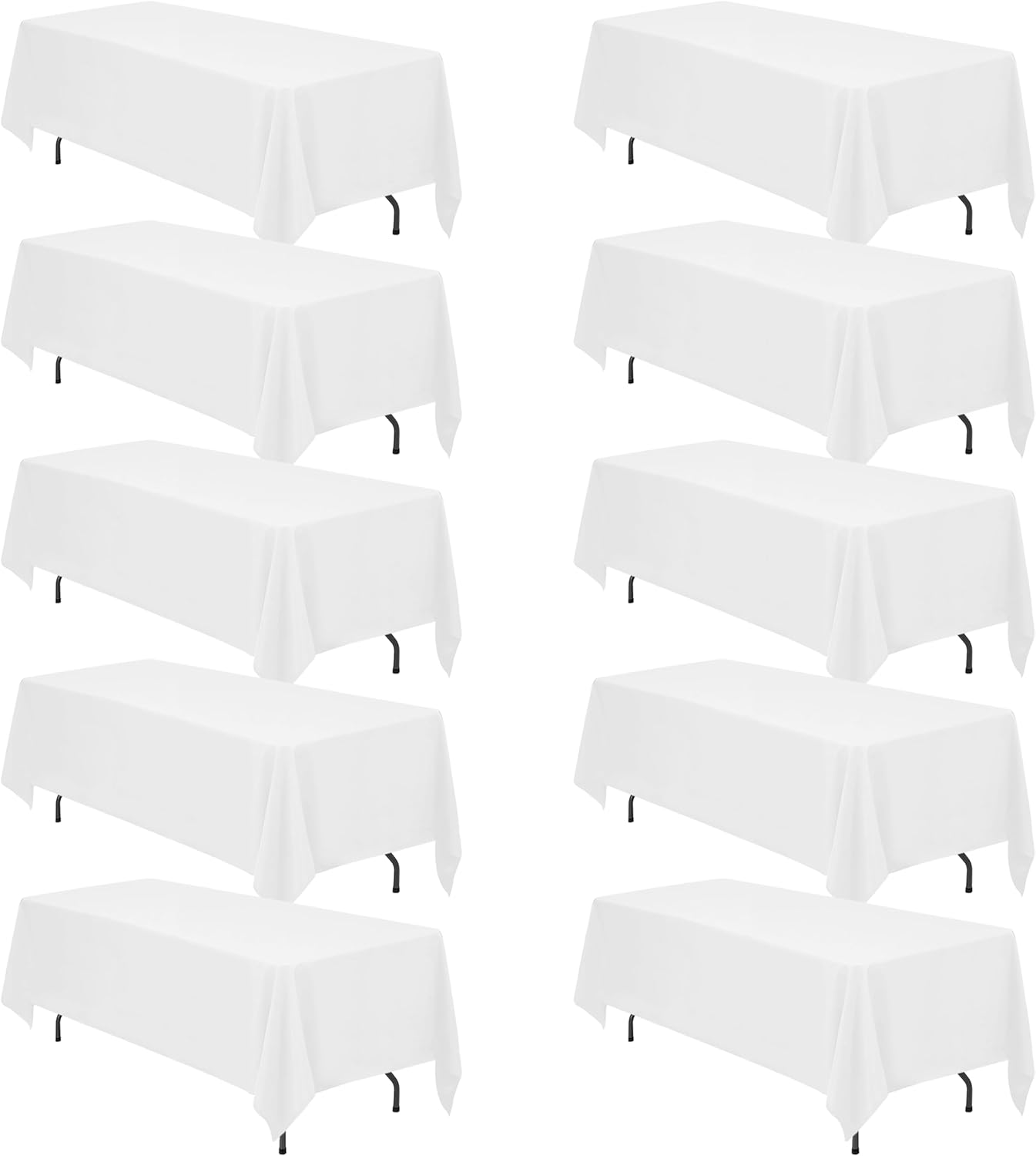 BRILLMAX 6 Pack Ivory Tablecloths for 6 Foot Rectangle Tables 60 x 102 Inch - 6ft Rectangular Bulk Linen Polyester Fabric Washable Cloth Cover for Wedding Reception Banquet Birthday Party