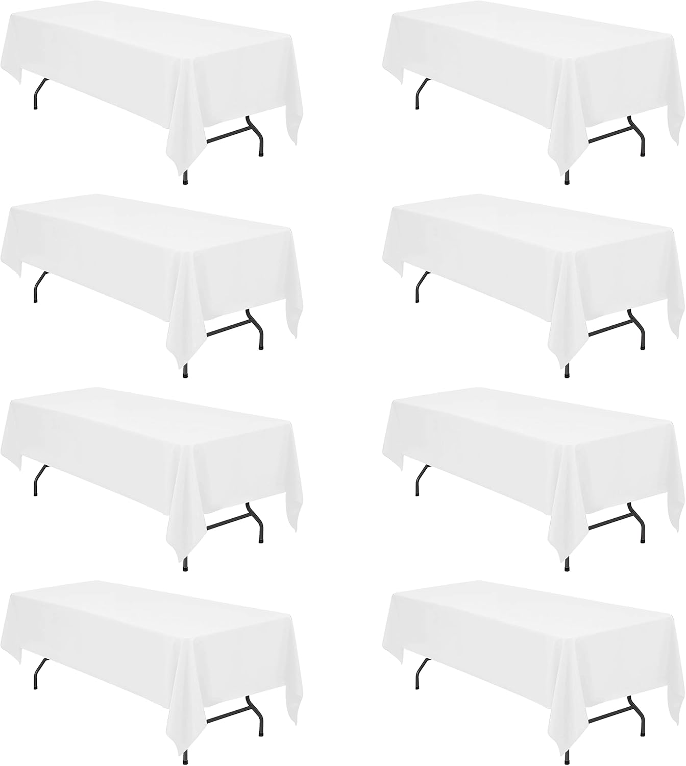 BRILLMAX 6 Pack Ivory Tablecloths for 6 Foot Rectangle Tables 60 x 102 Inch - 6ft Rectangular Bulk Linen Polyester Fabric Washable Cloth Cover for Wedding Reception Banquet Birthday Party