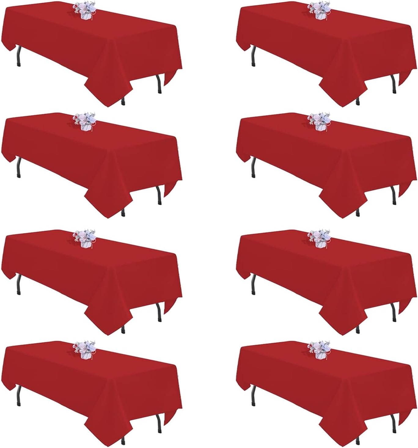 8 Pack Black Tablecloths 60x102 Inch Table Cloths for 6 Foot Rectangle Tables, Wrinkle Resistant Washable Rectangular Fabric Table Cover for Dining Wedding Banquet Camping Party