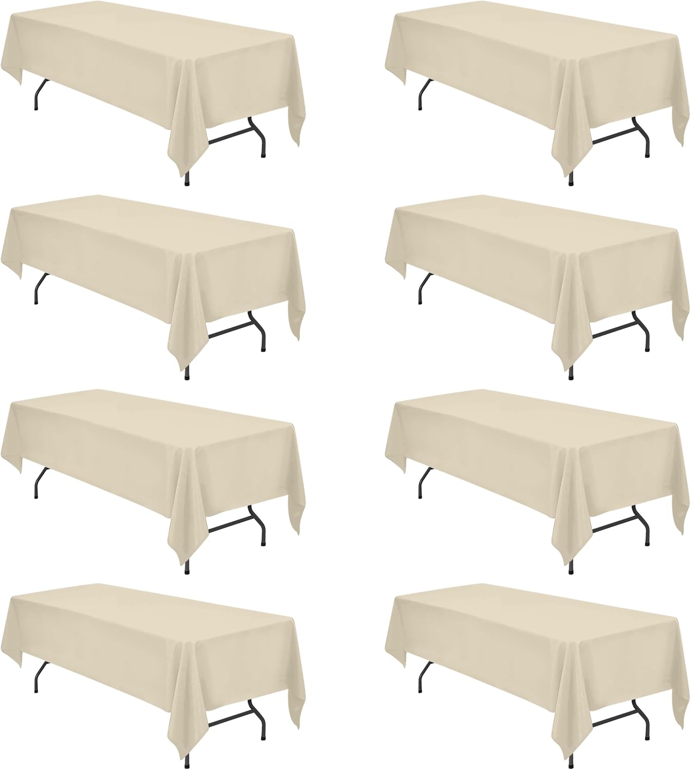 BRILLMAX 6 Pack Ivory Tablecloths for 6 Foot Rectangle Tables 60 x 102 Inch - 6ft Rectangular Bulk Linen Polyester Fabric Washable Cloth Cover for Wedding Reception Banquet Birthday Party