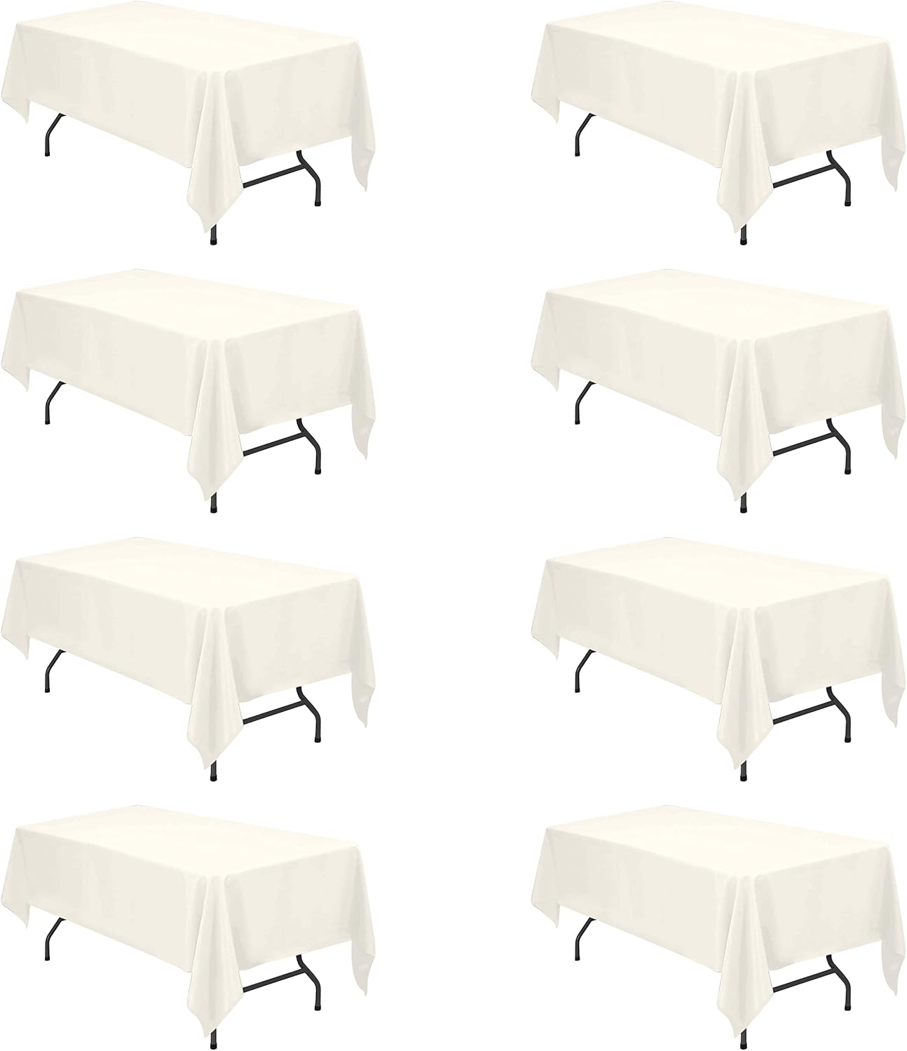 BRILLMAX 6 Pack Ivory Tablecloths for 6 Foot Rectangle Tables 60 x 102 Inch - 6ft Rectangular Bulk Linen Polyester Fabric Washable Cloth Cover for Wedding Reception Banquet Birthday Party