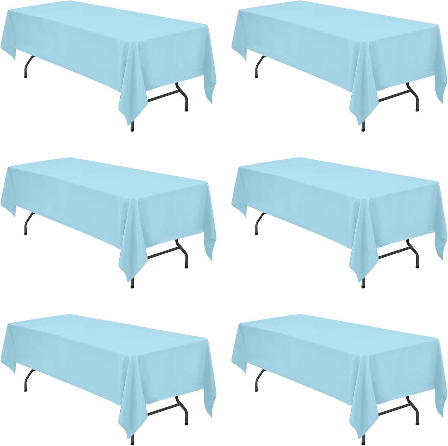 BRILLMAX 6 Pack Ivory Tablecloths for 6 Foot Rectangle Tables 60 x 102 Inch - 6ft Rectangular Bulk Linen Polyester Fabric Washable Cloth Cover for Wedding Reception Banquet Birthday Party