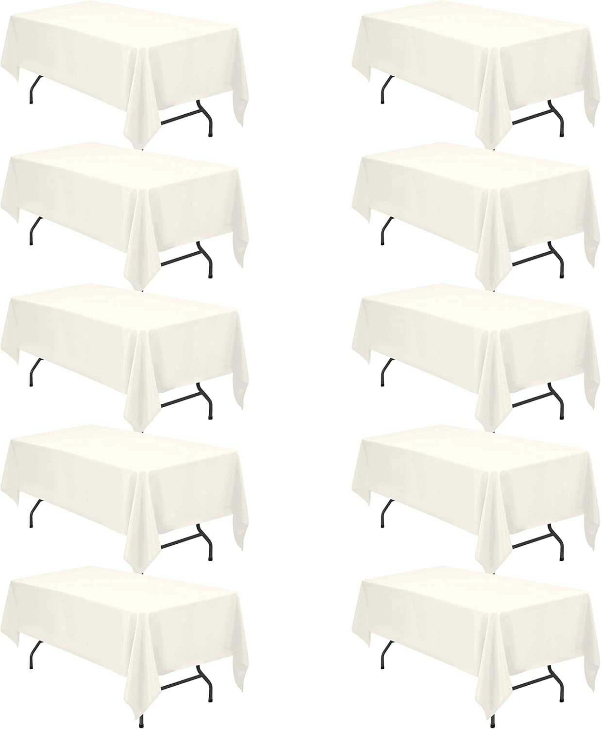 BRILLMAX 6 Pack Ivory Tablecloths for 6 Foot Rectangle Tables 60 x 102 Inch - 6ft Rectangular Bulk Linen Polyester Fabric Washable Cloth Cover for Wedding Reception Banquet Birthday Party