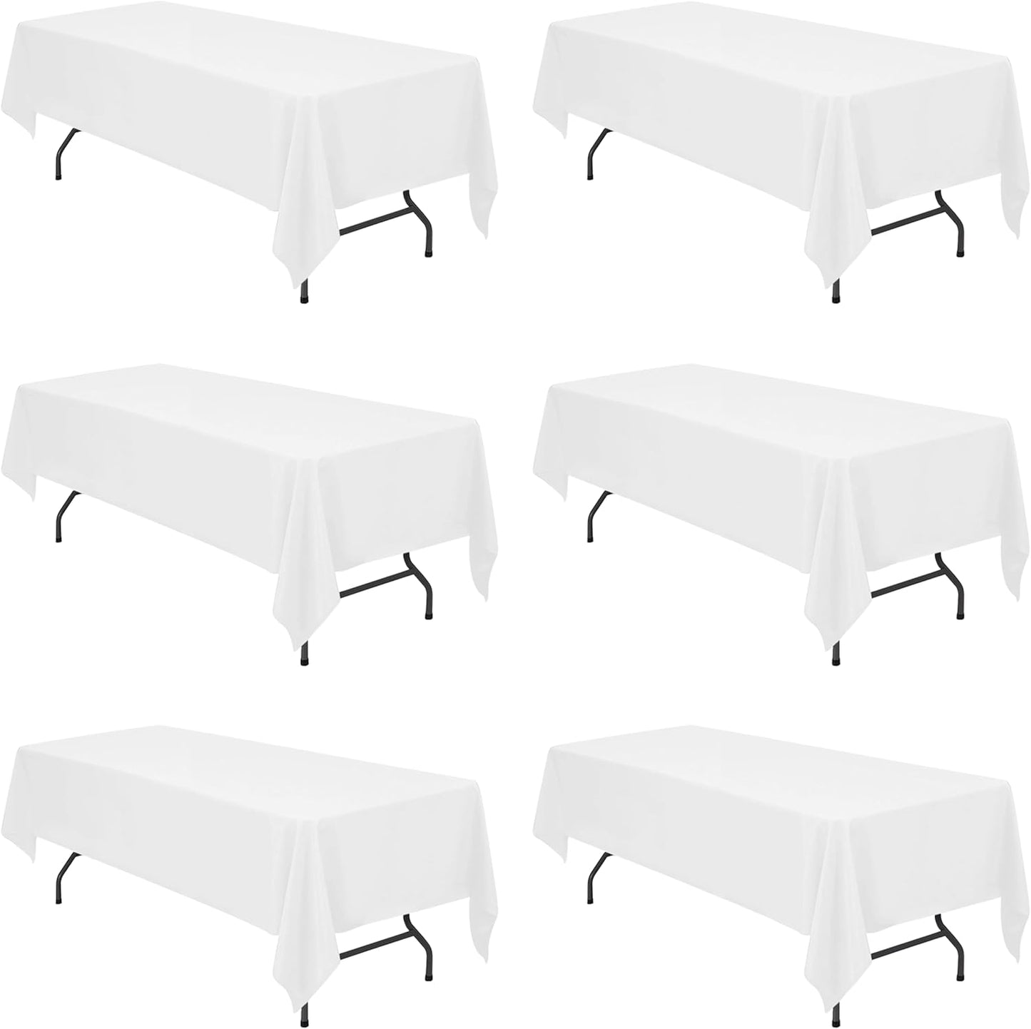 BRILLMAX 6 Pack Ivory Tablecloths for 6 Foot Rectangle Tables 60 x 102 Inch - 6ft Rectangular Bulk Linen Polyester Fabric Washable Cloth Cover for Wedding Reception Banquet Birthday Party