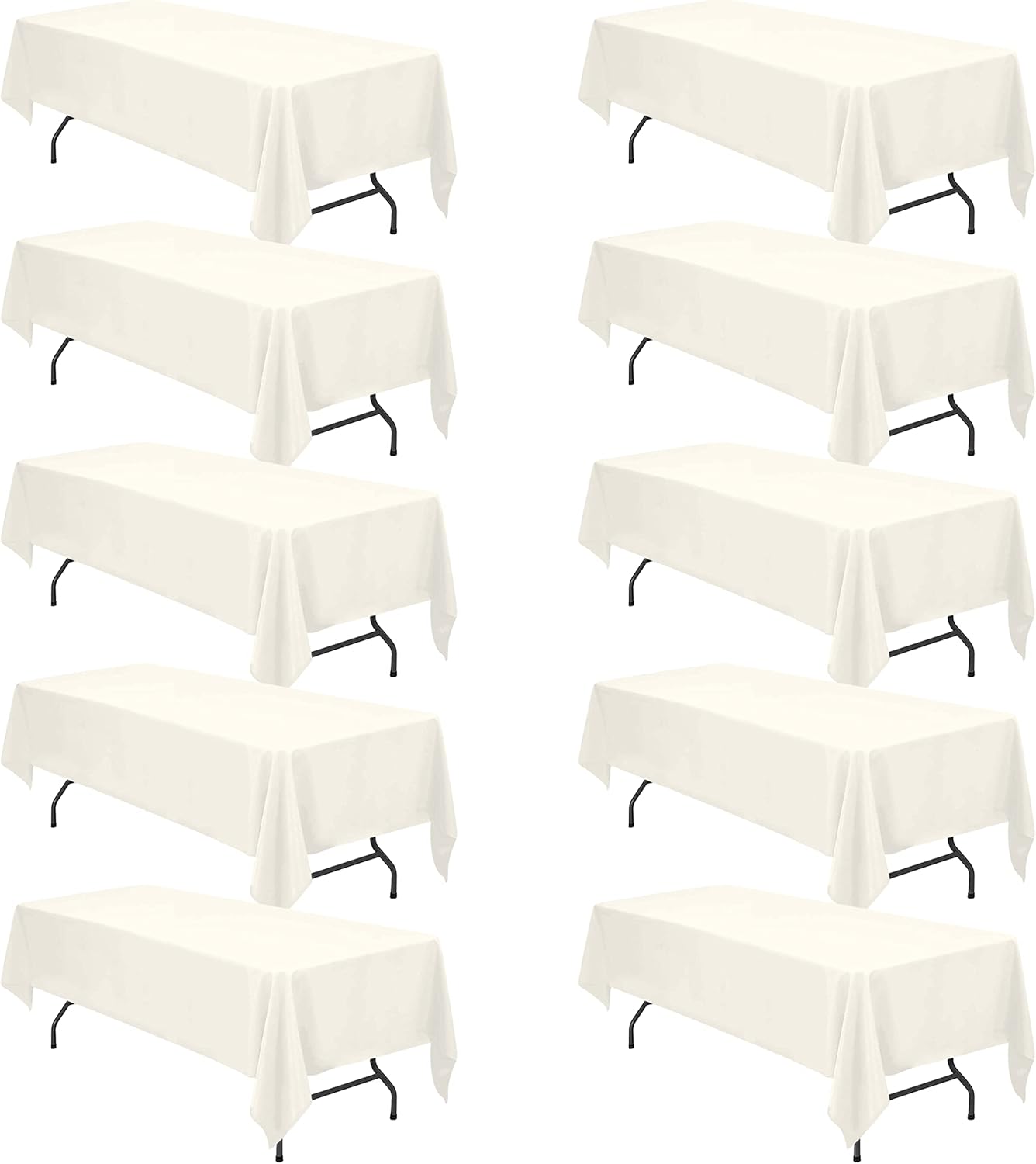 BRILLMAX 6 Pack Ivory Tablecloths for 6 Foot Rectangle Tables 60 x 102 Inch - 6ft Rectangular Bulk Linen Polyester Fabric Washable Cloth Cover for Wedding Reception Banquet Birthday Party