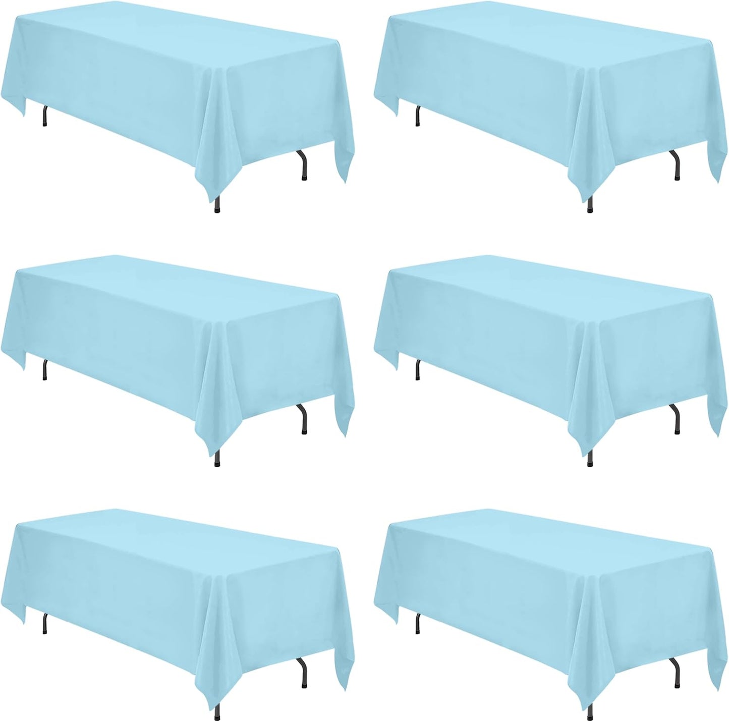 BRILLMAX 6 Pack Ivory Tablecloths for 6 Foot Rectangle Tables 60 x 102 Inch - 6ft Rectangular Bulk Linen Polyester Fabric Washable Cloth Cover for Wedding Reception Banquet Birthday Party