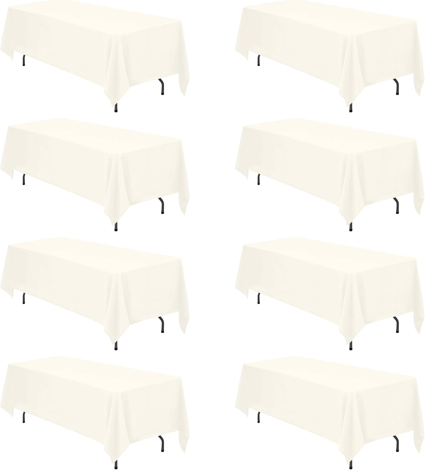 BRILLMAX 6 Pack Ivory Tablecloths for 6 Foot Rectangle Tables 60 x 102 Inch - 6ft Rectangular Bulk Linen Polyester Fabric Washable Cloth Cover for Wedding Reception Banquet Birthday Party