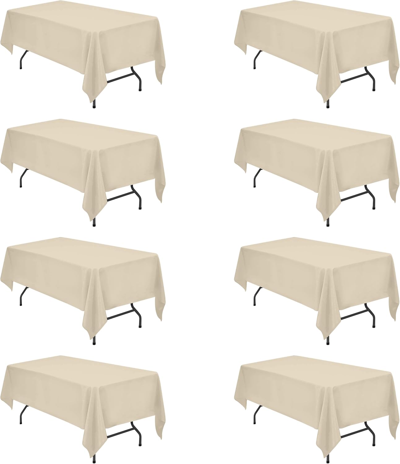 BRILLMAX 6 Pack Ivory Tablecloths for 6 Foot Rectangle Tables 60 x 102 Inch - 6ft Rectangular Bulk Linen Polyester Fabric Washable Cloth Cover for Wedding Reception Banquet Birthday Party