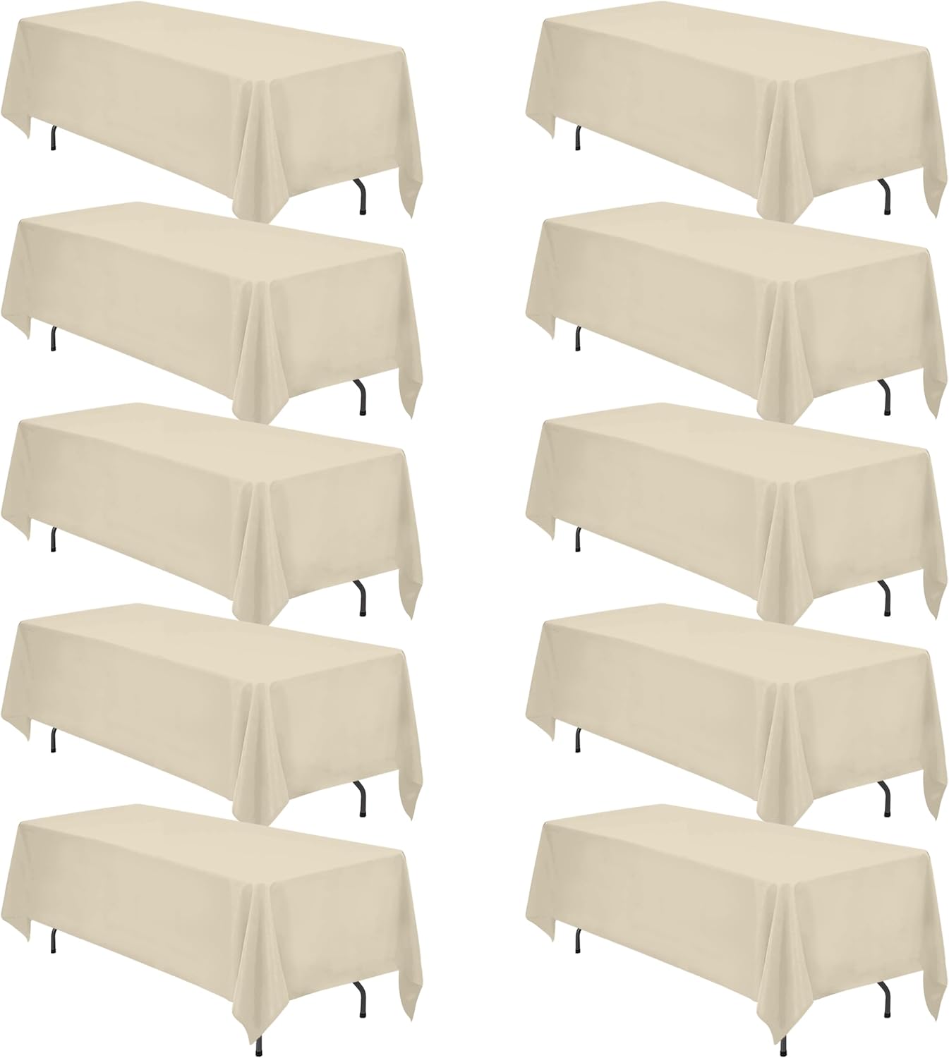 BRILLMAX 6 Pack Ivory Tablecloths for 6 Foot Rectangle Tables 60 x 102 Inch - 6ft Rectangular Bulk Linen Polyester Fabric Washable Cloth Cover for Wedding Reception Banquet Birthday Party