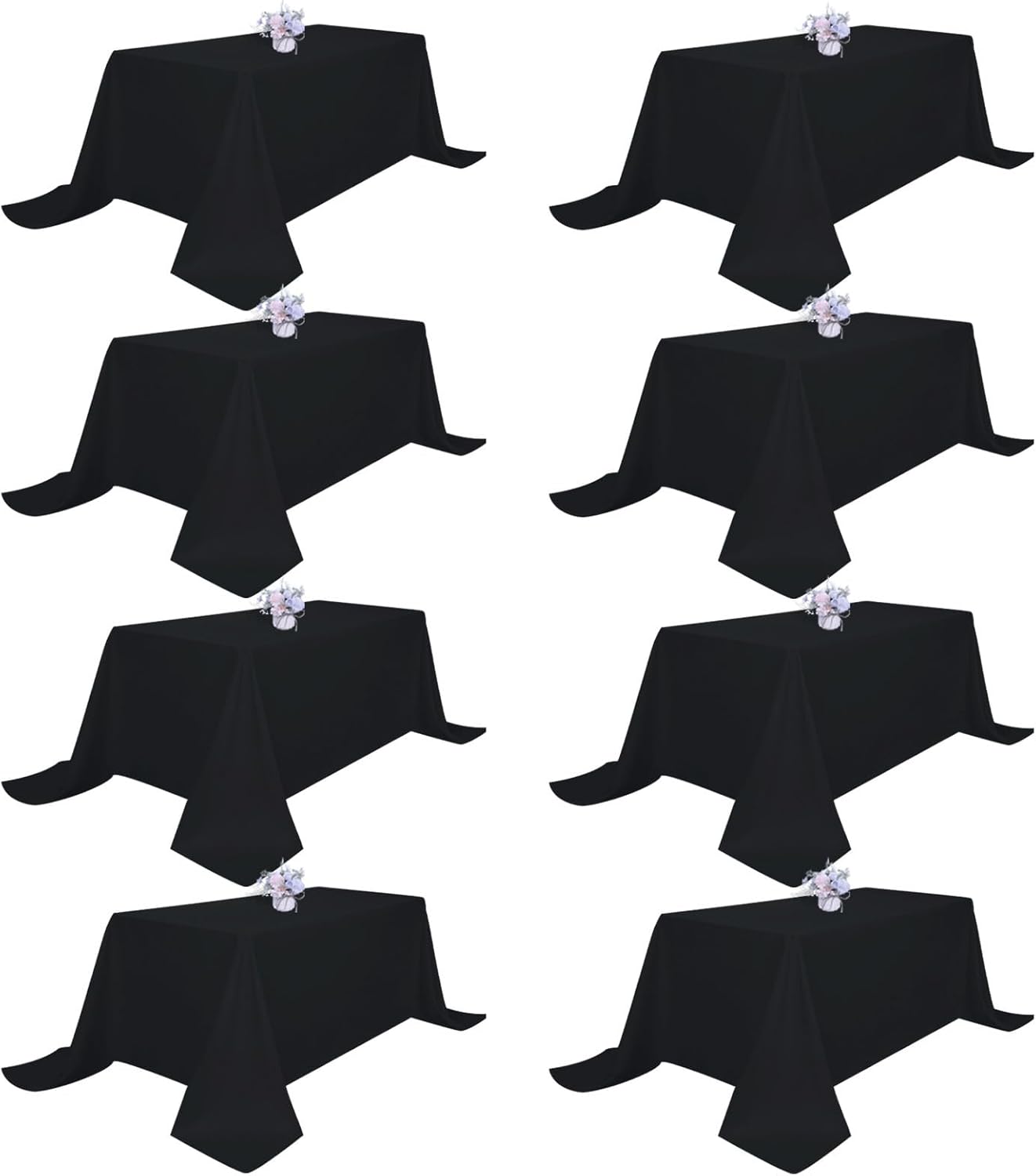 8 Pack Black Tablecloths 60x102 Inch Table Cloths for 6 Foot Rectangle Tables, Wrinkle Resistant Washable Rectangular Fabric Table Cover for Dining Wedding Banquet Camping Party