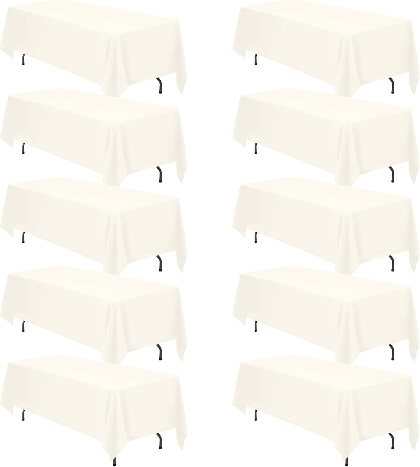 BRILLMAX 6 Pack Ivory Tablecloths for 6 Foot Rectangle Tables 60 x 102 Inch - 6ft Rectangular Bulk Linen Polyester Fabric Washable Cloth Cover for Wedding Reception Banquet Birthday Party