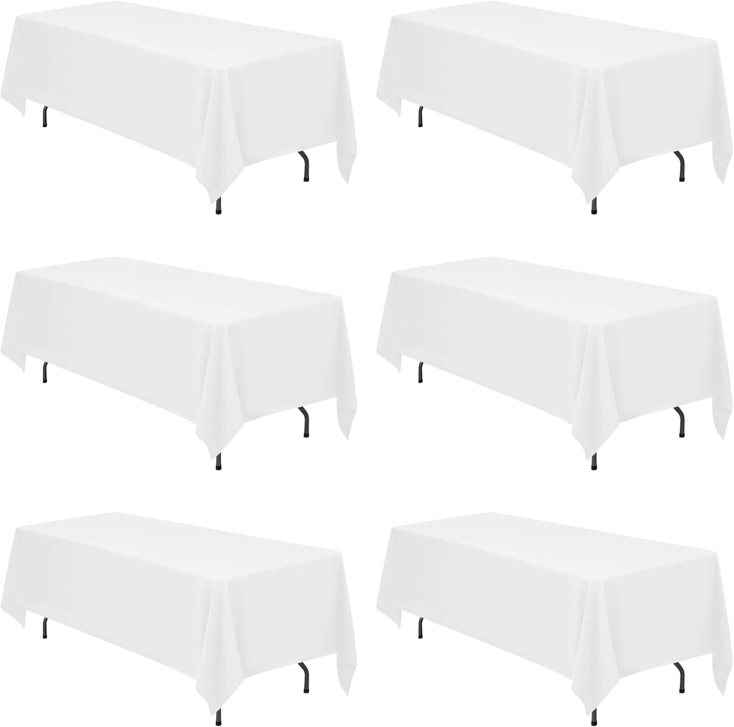 BRILLMAX 6 Pack Ivory Tablecloths for 6 Foot Rectangle Tables 60 x 102 Inch - 6ft Rectangular Bulk Linen Polyester Fabric Washable Cloth Cover for Wedding Reception Banquet Birthday Party