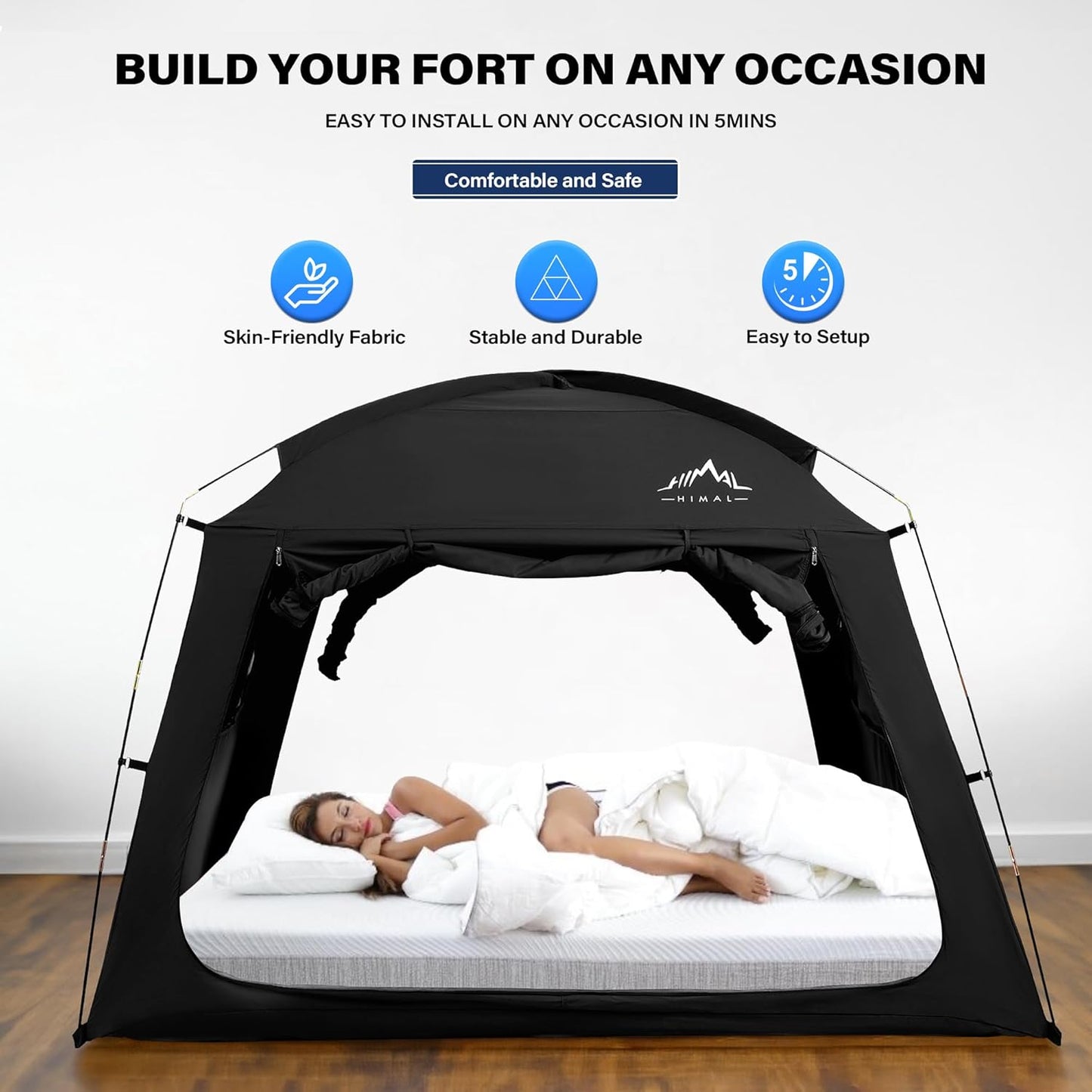 Bed Tent for Indoor Portable Light Reducing Twin Size Canopy Tents Breathable Lightweight Private Space Tent for Bed