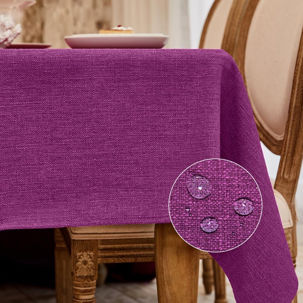 BALCONY & FALCON Rectangle Tablecloth Washable Wrinkle Resistant and Water Proof Table Cloth Decorative Linen Fabric Tablecloths for Dining Parties Kitchen Wedding and Outdoor Use (Beige, 57x118)