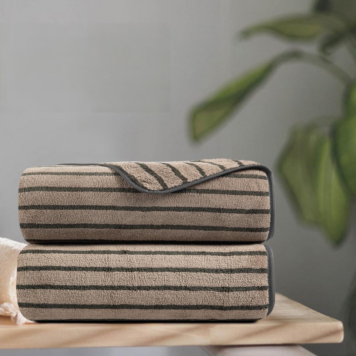 8 Pcs Navy Cabana Stripe Large Bath Towel Set Oversized Bath Sheet 2 Bathroom Towels,2 Hand Towels,4 Washcloths Soft Jumbo Towels Absorbent Shower Towel Quick Dry Beach Chair Spa Gym Hotel Towel Set