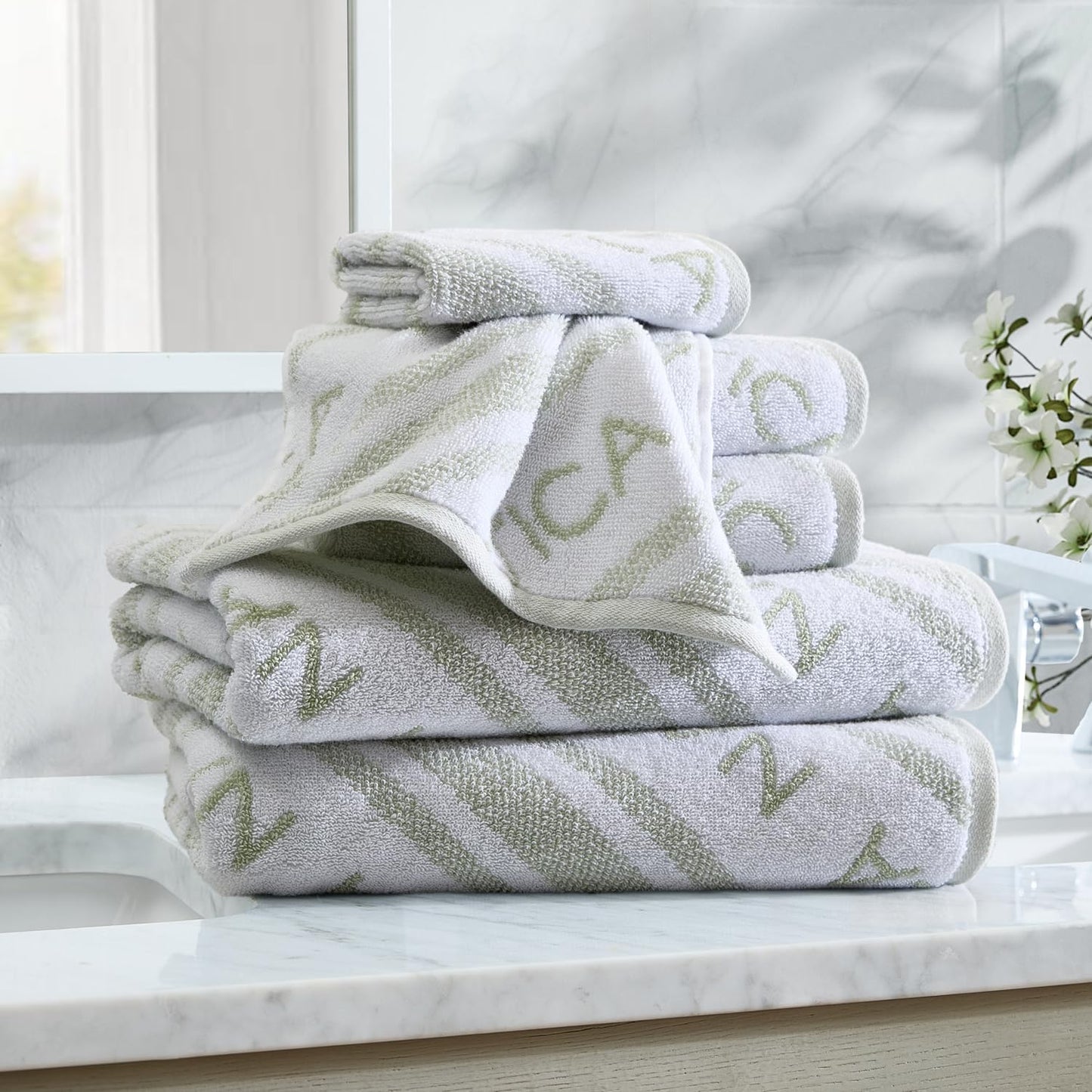 Nautica - Bath Towels, 100% Soft & Absorbent Fluffy Cotton, Highly Absorbent & Quick Dry, Medium Weight Bathroom Towels (Oak Lake Blue, 6 Piece)