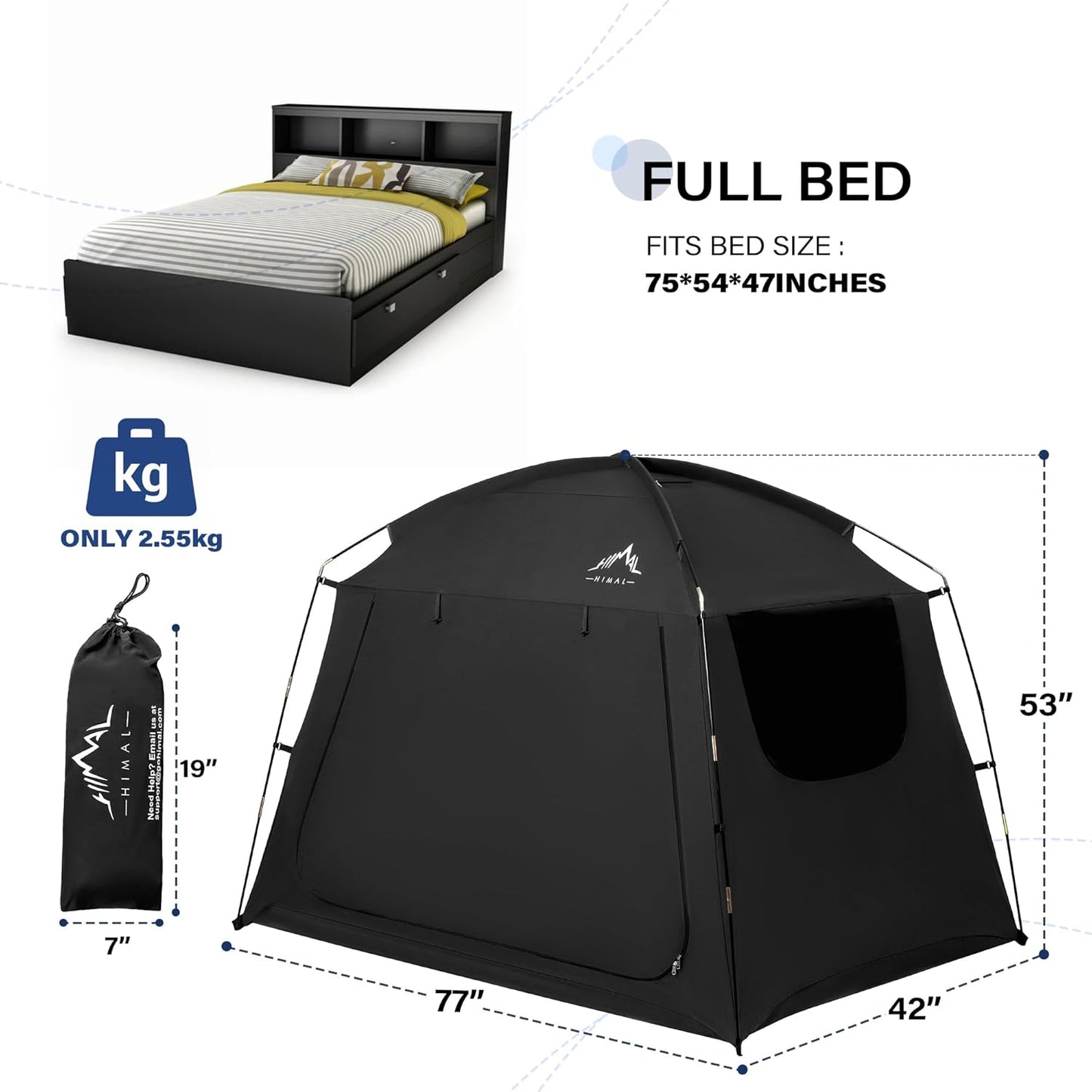 Bed Tent for Indoor Portable Light Reducing Twin Size Canopy Tents Breathable Lightweight Private Space Tent for Bed