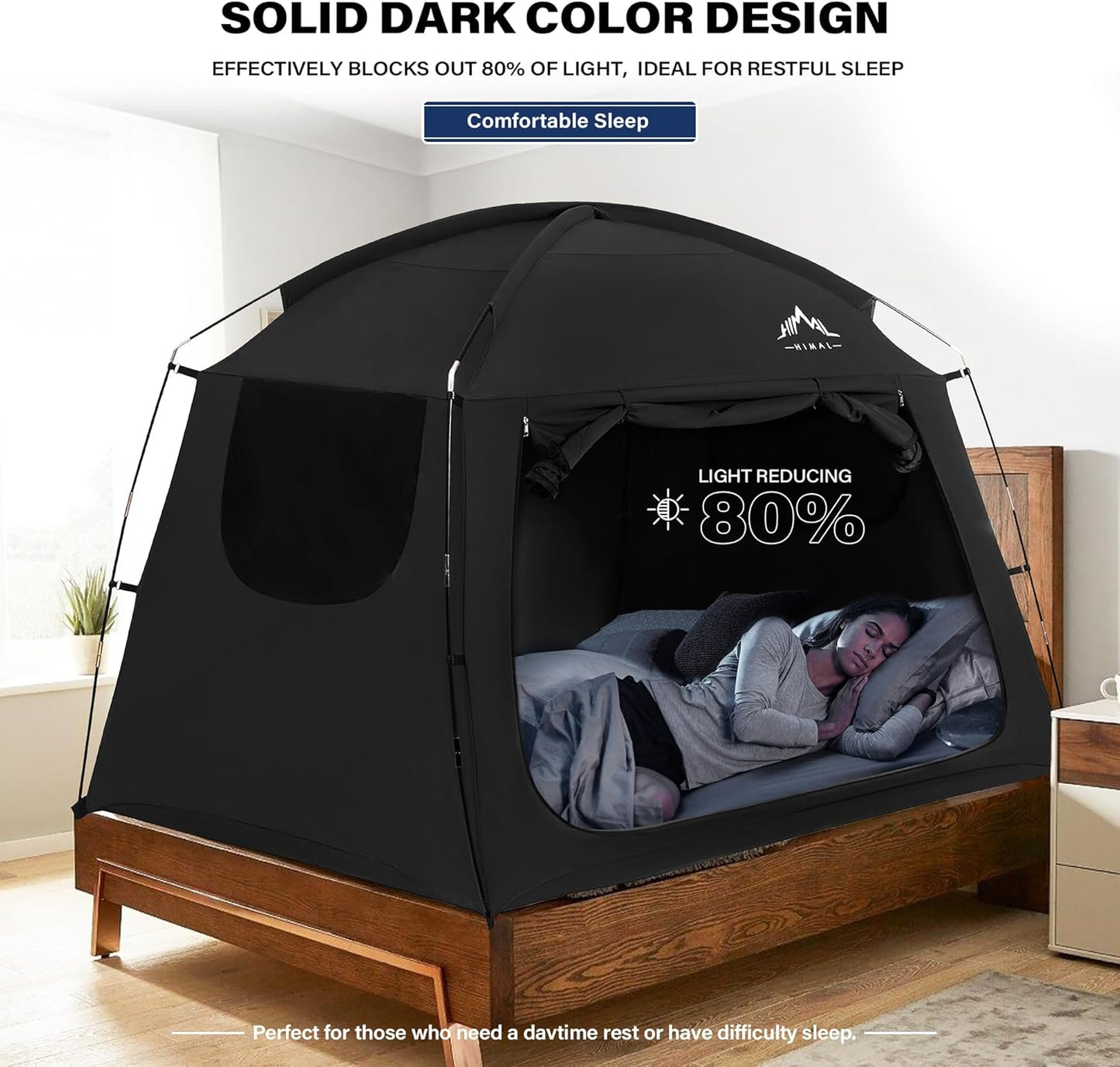 Bed Tent for Indoor Portable Light Reducing Twin Size Canopy Tents Breathable Lightweight Private Space Tent for Bed