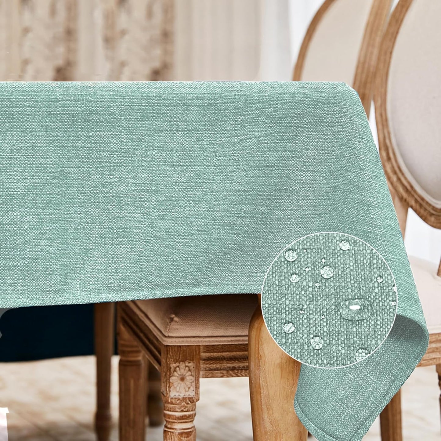 BALCONY & FALCON Rectangle Tablecloth Washable Wrinkle Resistant and Water Proof Table Cloth Decorative Linen Fabric Tablecloths for Dining Parties Kitchen Wedding and Outdoor Use (Beige, 57x118)