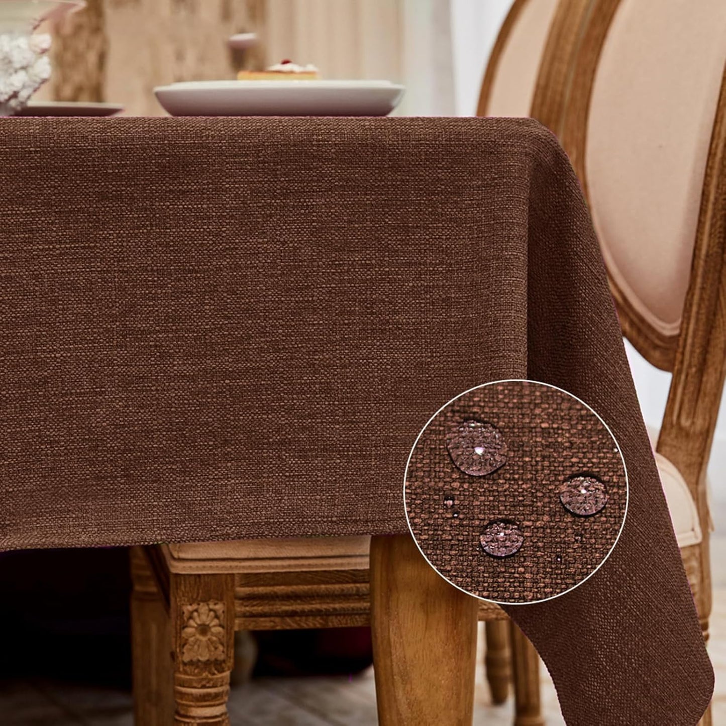 BALCONY & FALCON Rectangle Tablecloth Washable Wrinkle Resistant and Water Proof Table Cloth Decorative Linen Fabric Tablecloths for Dining Parties Kitchen Wedding and Outdoor Use (Beige, 57x118)