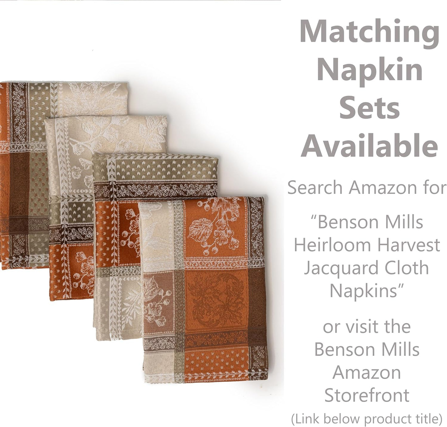 Benson Mills Heirloom Harvest Yarn Dyed Jacquard Fabric Table Cloth, Fall, Harvest and Thanksgiving Tablecloth (60" X 120" Rectangular, Heirloom Harvest)