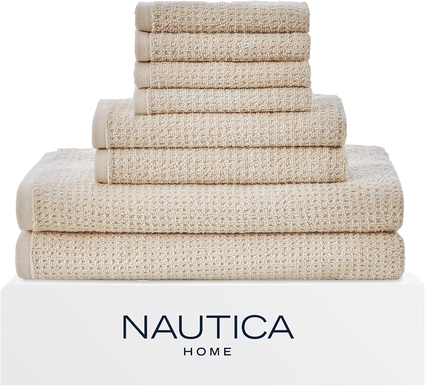 Nautica - Bath Towels, 100% Soft & Absorbent Fluffy Cotton, Highly Absorbent & Quick Dry, Medium Weight Bathroom Towels (Oak Lake Blue, 6 Piece)