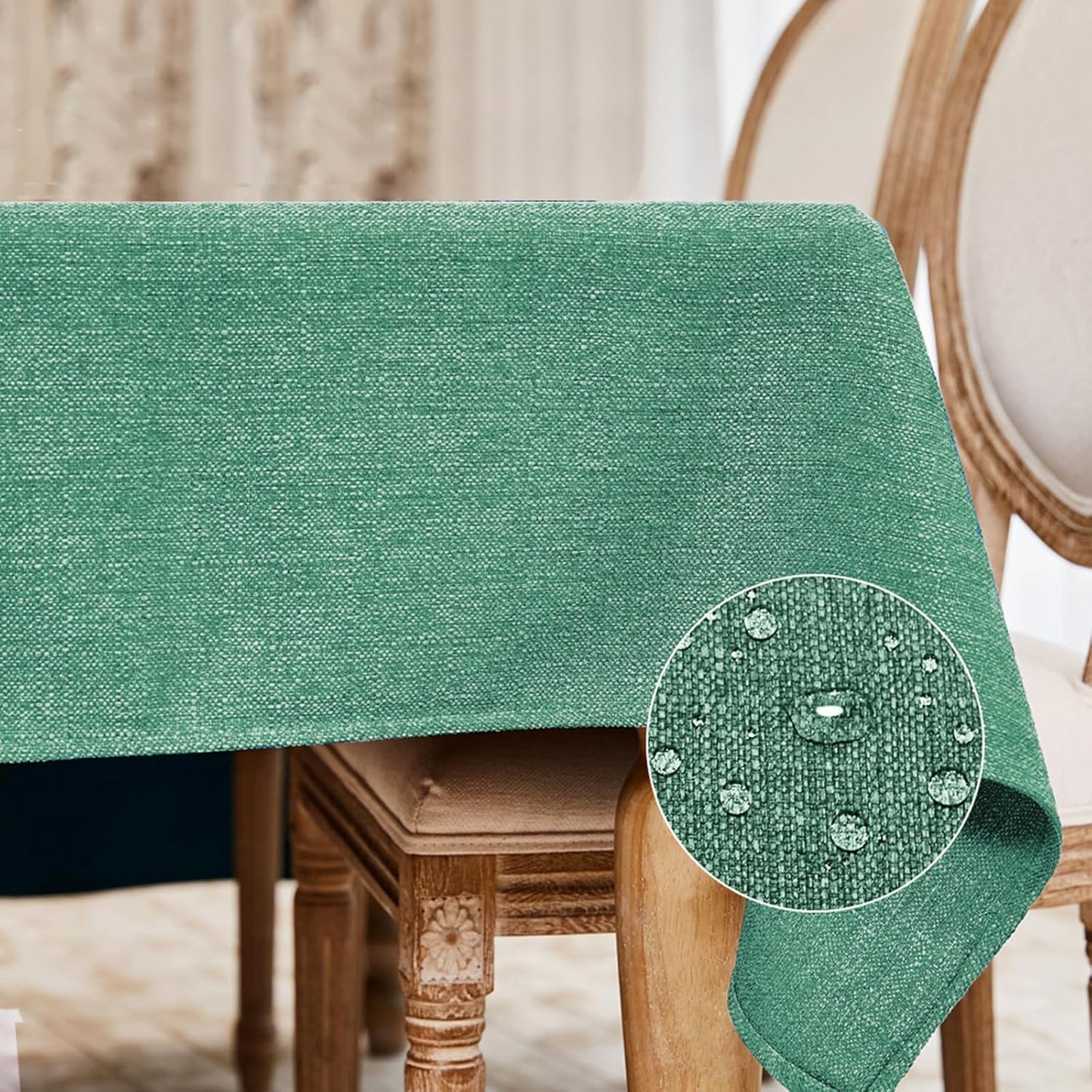 BALCONY & FALCON Rectangle Tablecloth Washable Wrinkle Resistant and Water Proof Table Cloth Decorative Linen Fabric Tablecloths for Dining Parties Kitchen Wedding and Outdoor Use (Beige, 57x118)