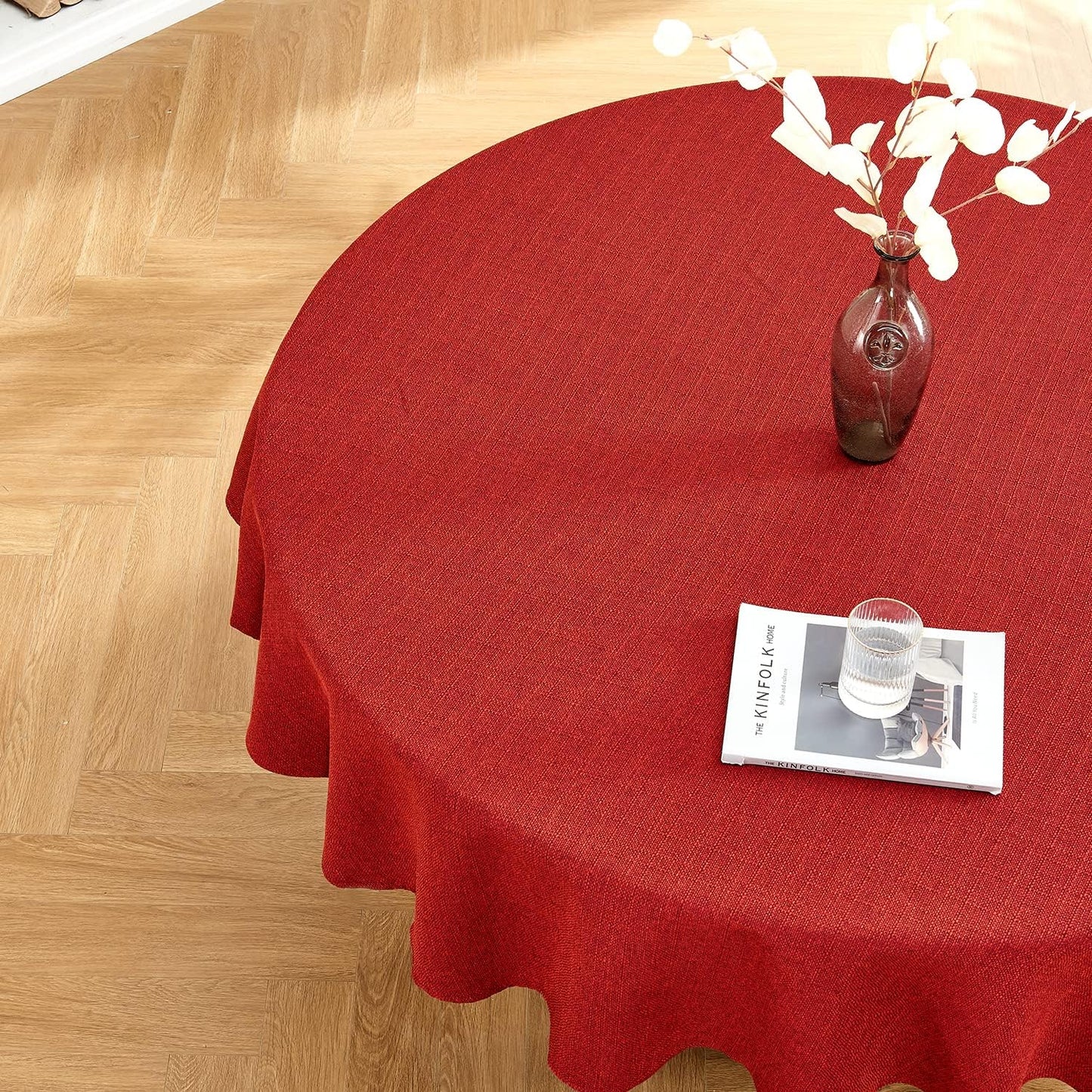 BALCONY & FALCON Rectangle Tablecloth Washable Wrinkle Resistant and Water Proof Table Cloth Decorative Linen Fabric Tablecloths for Dining Parties Kitchen Wedding and Outdoor Use (Beige, 57x118)