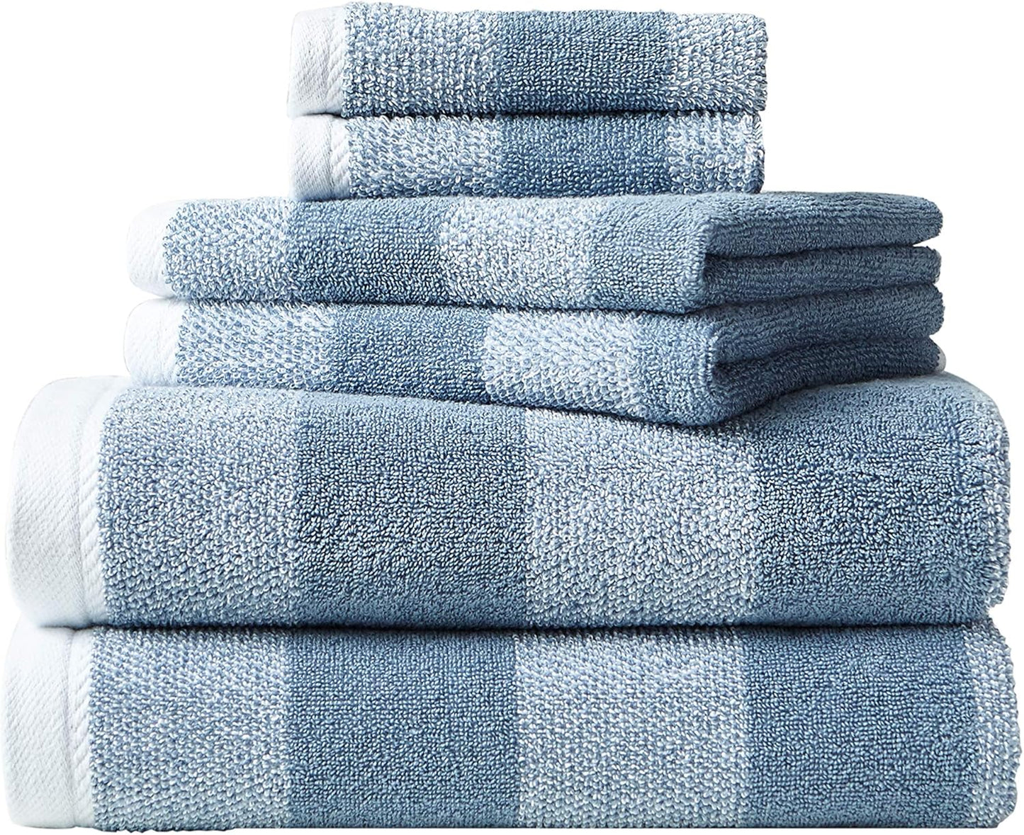 Nautica - Bath Towels, 100% Soft & Absorbent Fluffy Cotton, Highly Absorbent & Quick Dry, Medium Weight Bathroom Towels (Oak Lake Blue, 6 Piece)
